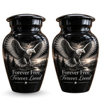 black & white eagle mountain lake cremation urn for human ashes, handmade aluminum – photo 5