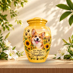 dog photo memorial cremation urn for pet ashes, handmade aluminum pet memorial urn with photo – picture 5
