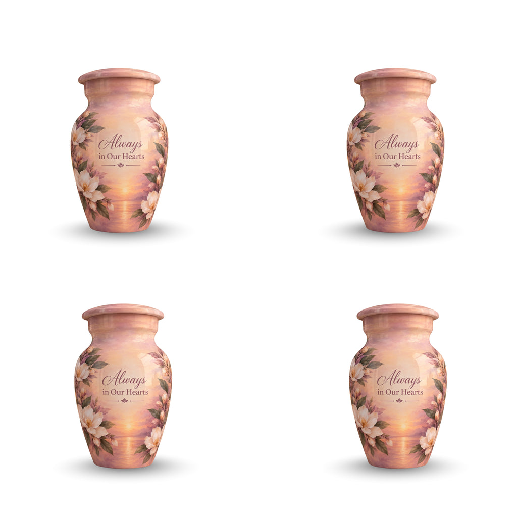 Sunset Wildflower Memorial Cremation Urn for Human Ashes – Personalized Handmade Aluminum Urn