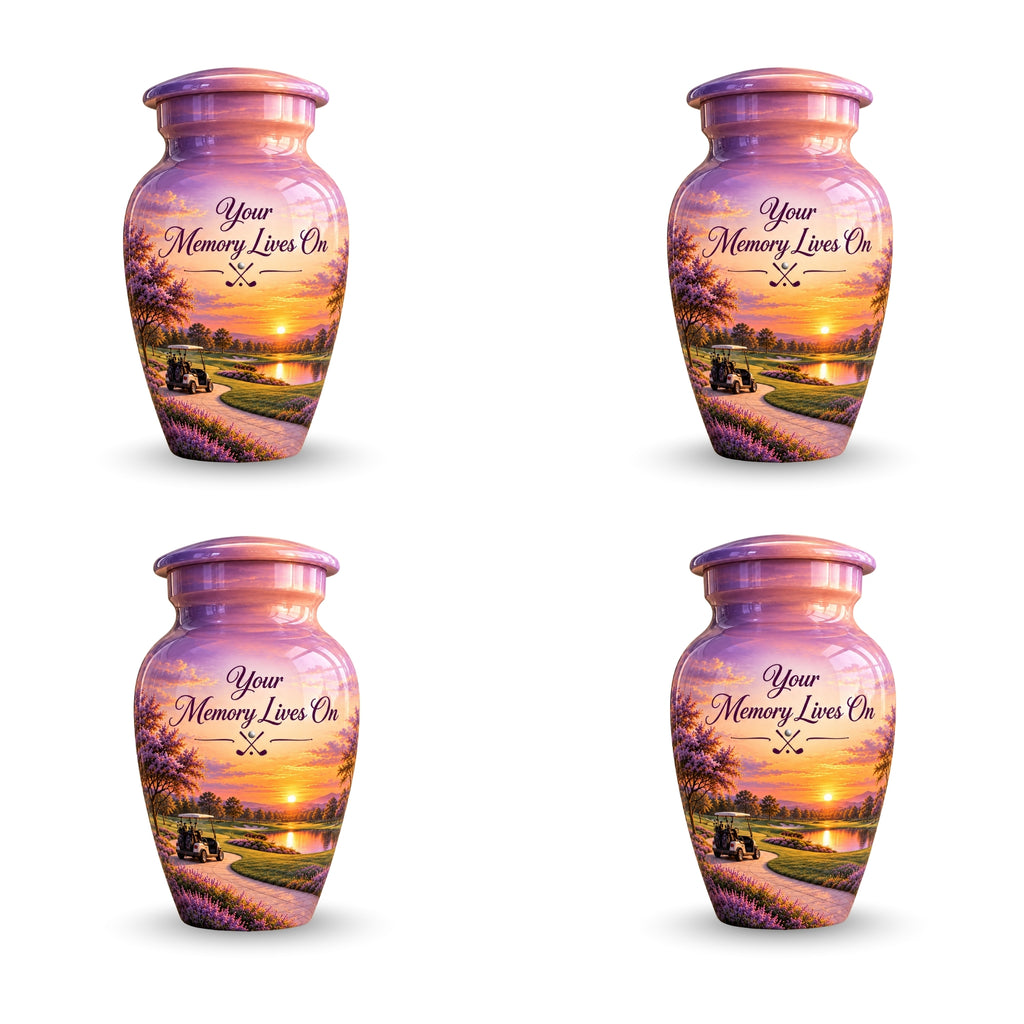 Lavender Fairway Cremation Urn for Human Ashes – Personalized Handmade Aluminum Urn