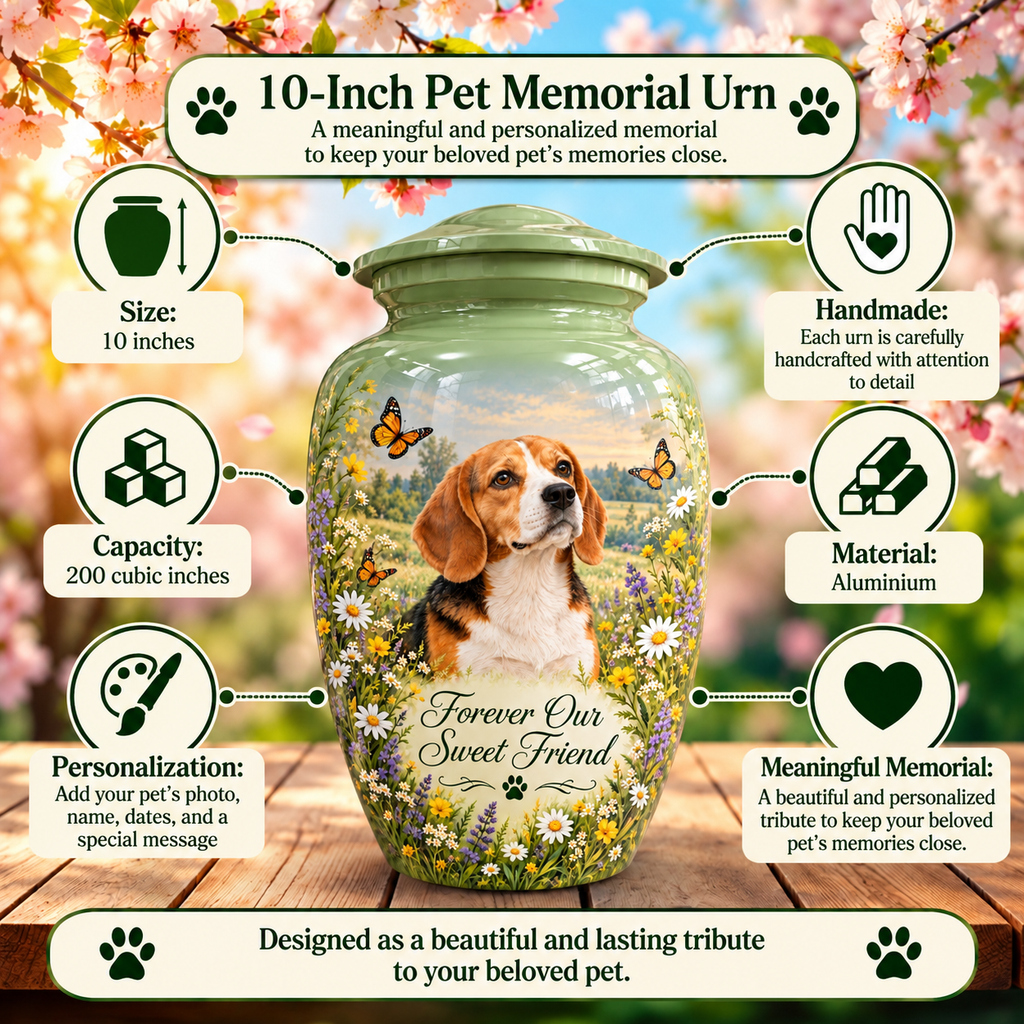 personalized dog photo pet urn for ashes, handmade aluminum pet memorial urn with photo – picture 6