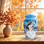 personalized dog photo cremation urn for pet ashes, handmade aluminum pet memorial urn with photo – picture 7