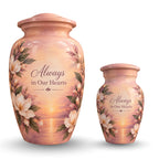 Sunset Wildflower Memorial Cremation Urn for Human Ashes – Personalized Handmade Aluminum Urn