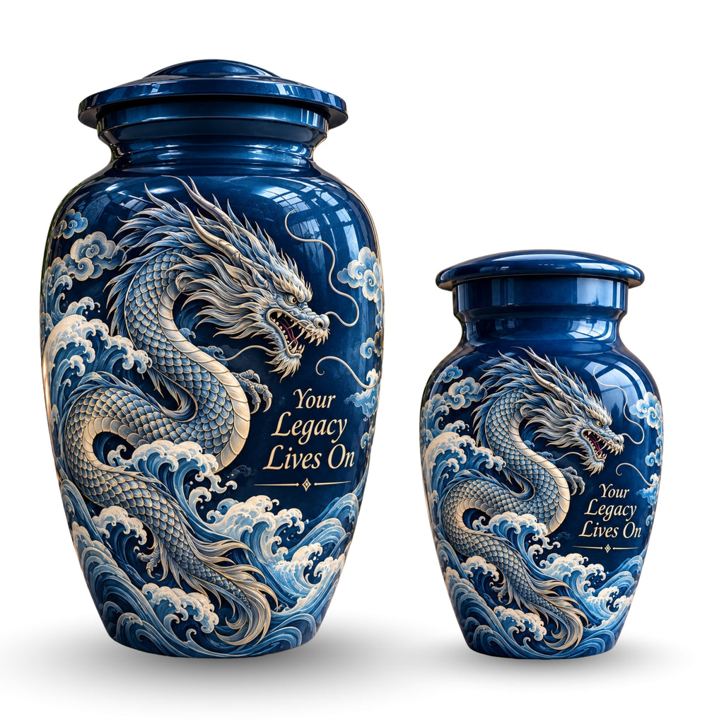fantasy dragon memorial urn for ashes, handmade aluminum urn – photo 7