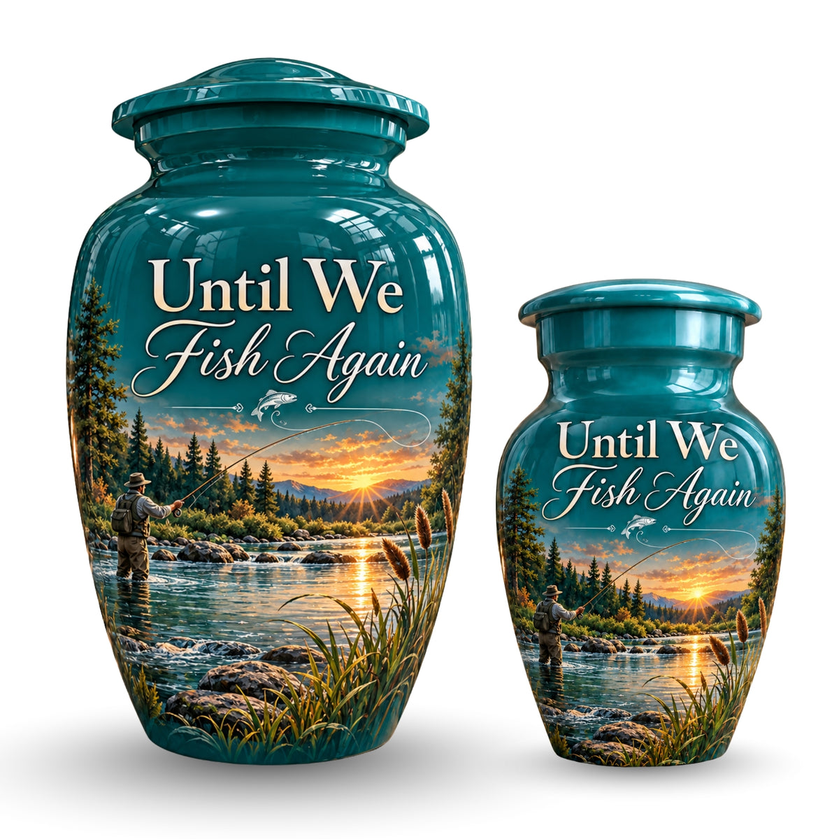 until we fish again cremation urn for human ashes, handmade aluminum – photo 7