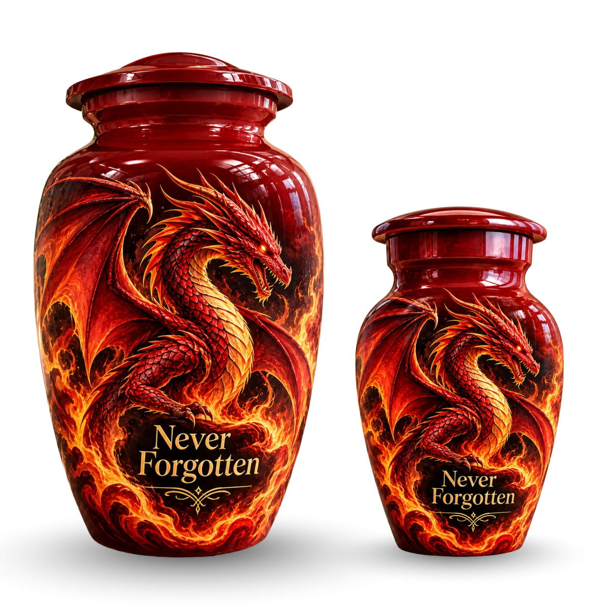 fantasy dragon cremation urn for human ashes, handmade aluminum urn – photo 7