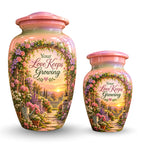 Floral Garden Arbor Sunset Cremation Urn for Human Ashes – Personalized Handmade Aluminum Urn