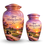 Lavender Fairway Cremation Urn for Human Ashes – Personalized Handmade Aluminum Urn