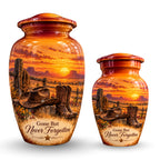 Cowboy Boots and Hat Cremation Urn for Human Ashes – Personalized Handmade Aluminum Urn