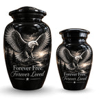 black & white eagle mountain lake cremation urn for human ashes, handmade aluminum – photo 7