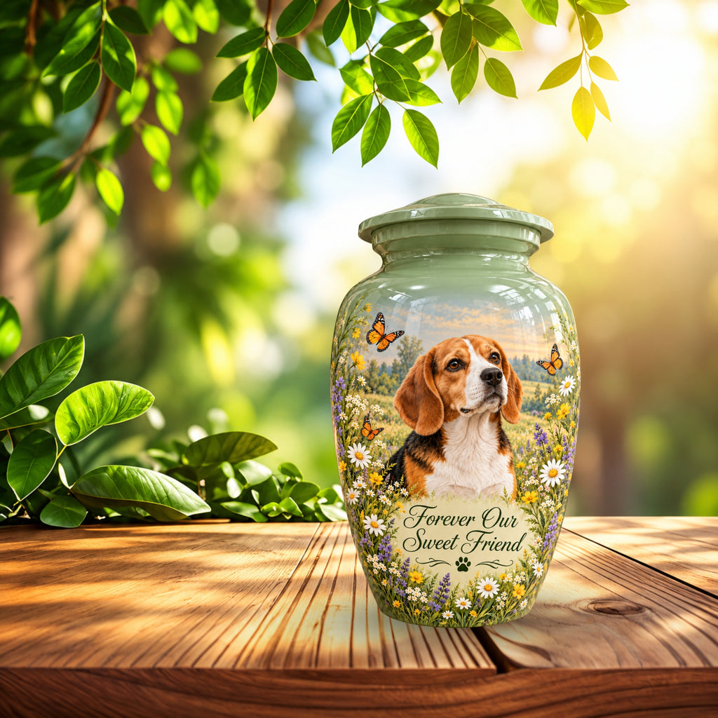 personalized dog photo pet urn for ashes, handmade aluminum pet memorial urn with photo – picture 8