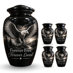 black & white eagle mountain lake cremation urn for human ashes, handmade aluminum – photo 8