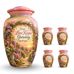 Floral Garden Arbor Sunset Cremation Urn for Human Ashes – Personalized Handmade Aluminum Urn