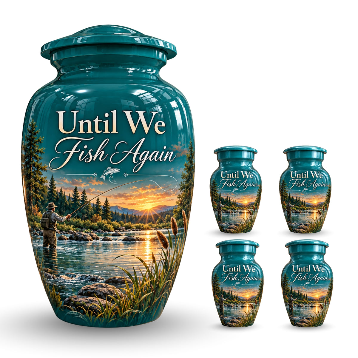 until we fish again cremation urn for human ashes, handmade aluminum – photo 8