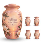Sunset Wildflower Memorial Cremation Urn for Human Ashes – Personalized Handmade Aluminum Urn