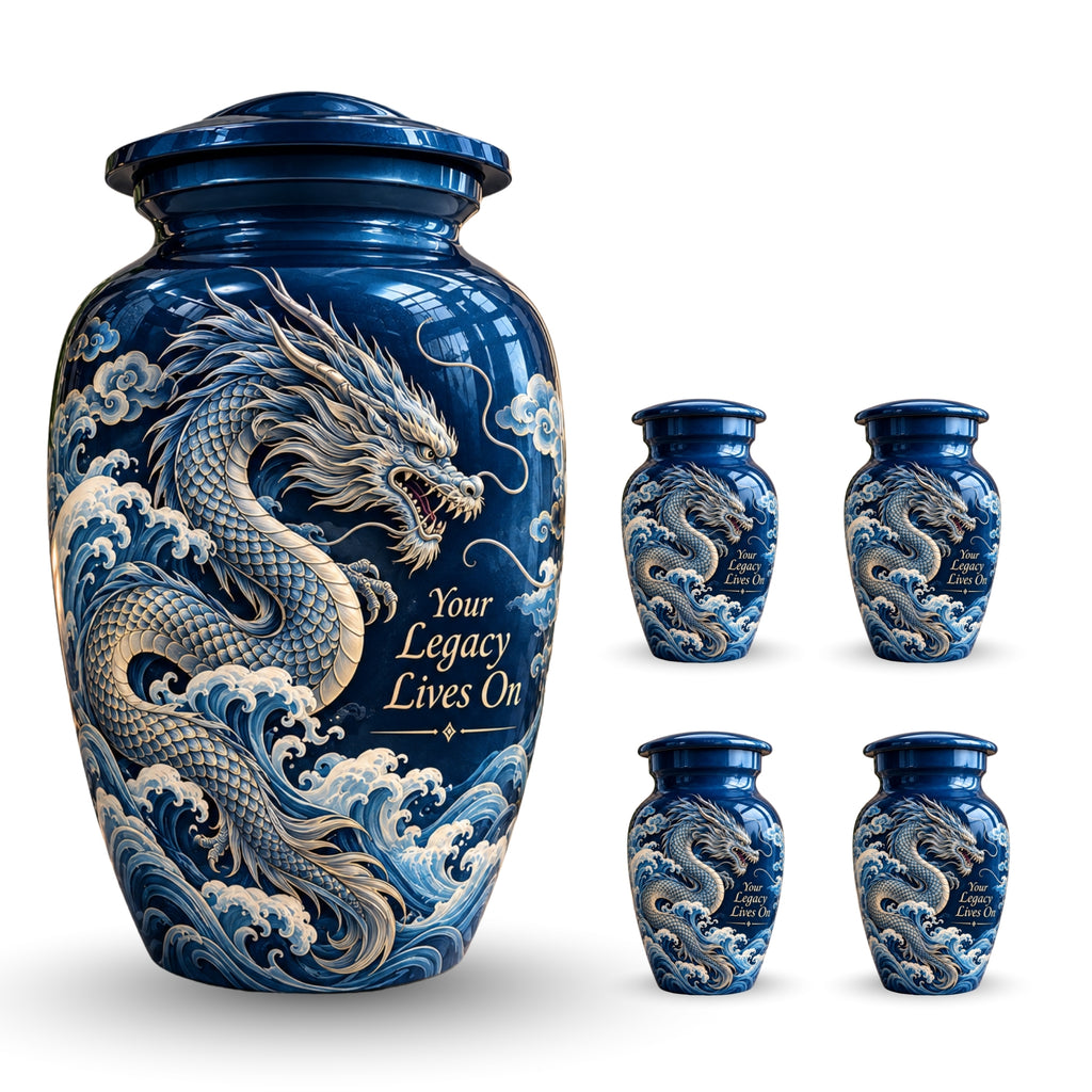 fantasy dragon memorial urn for ashes, handmade aluminum urn – photo 8