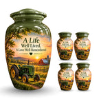 vintage tractor farm sunset cremation urn for human ashes, handmade aluminum – photo 8