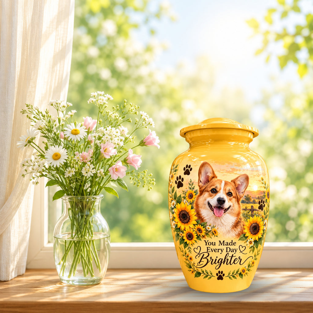 dog photo memorial cremation urn for pet ashes, handmade aluminum pet memorial urn with photo – picture 9