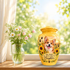 dog photo memorial cremation urn for pet ashes, handmade aluminum pet memorial urn with photo – picture 9
