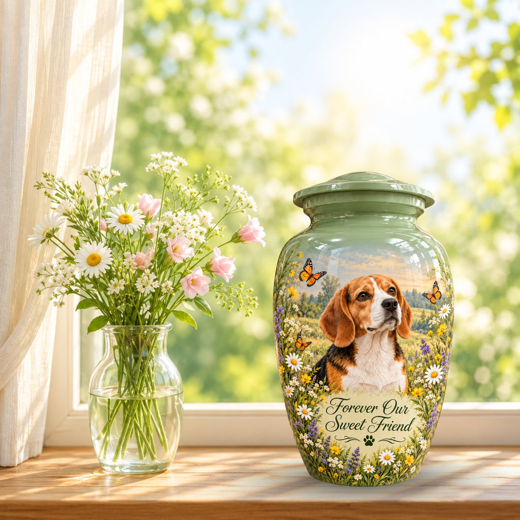 personalized dog photo pet urn for ashes, handmade aluminum pet memorial urn with photo – picture 9