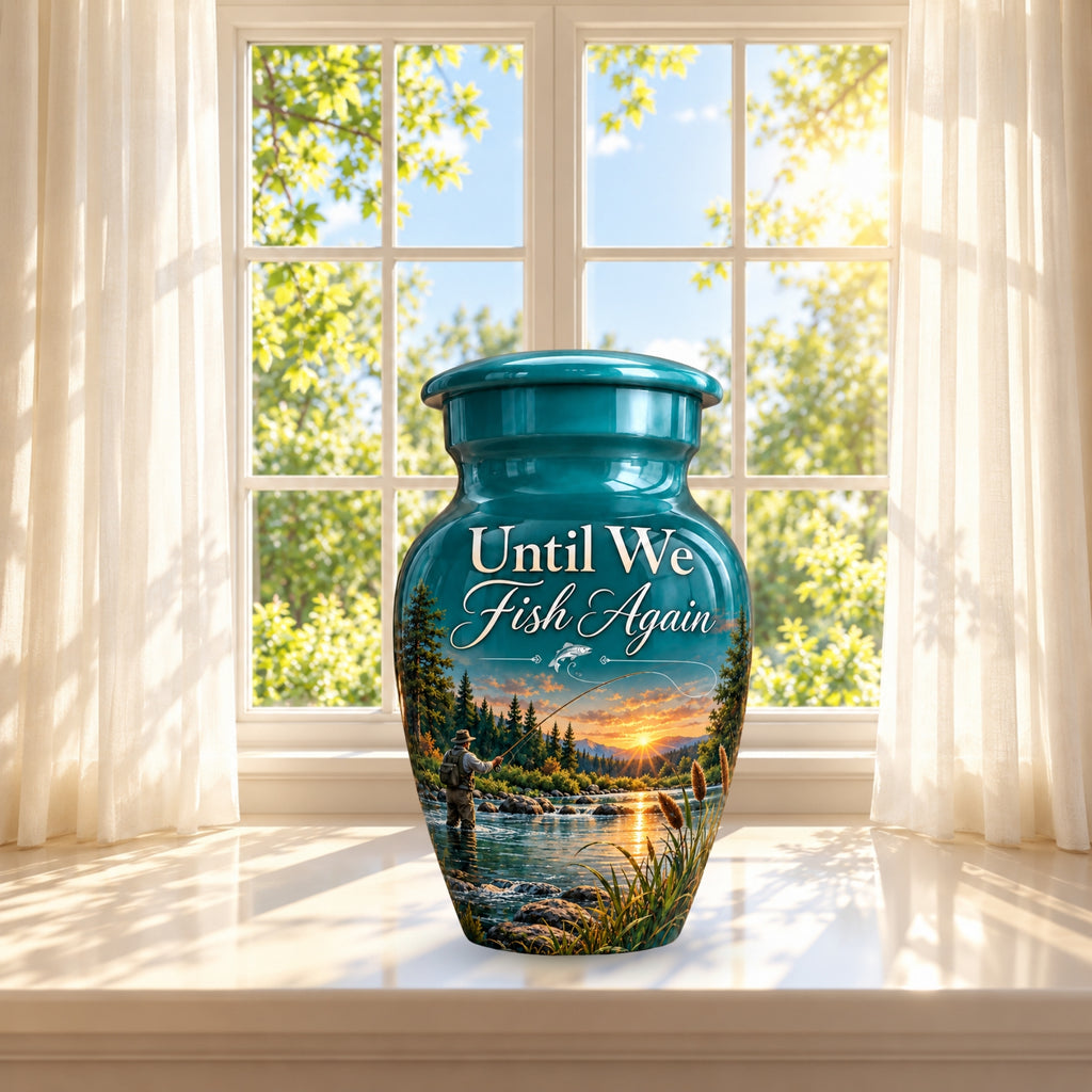 until we fish again cremation urn for human ashes, handmade aluminum – photo 9