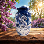dragon cremation urn for human ashes, handmade aluminum urn – photo 2