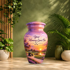 Lavender Fairway Cremation Urn for Human Ashes – Personalized Handmade Aluminum Urn