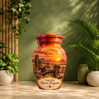 Cowboy Boots and Hat Cremation Urn for Human Ashes – Personalized Handmade Aluminum Urn
