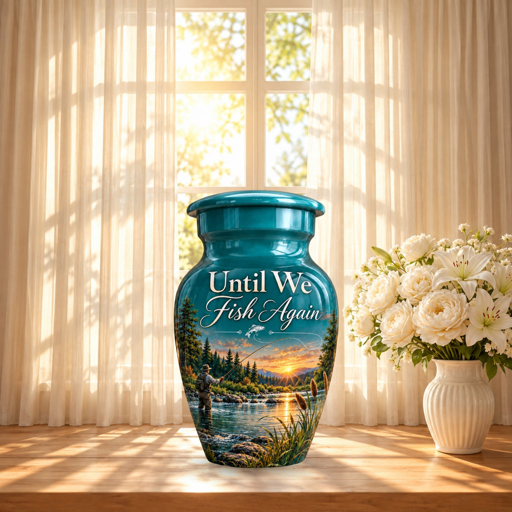 until we fish again cremation urn for human ashes, handmade aluminum – photo 10
