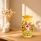 dog photo memorial cremation urn for pet ashes, handmade aluminum pet memorial urn with photo – picture 10