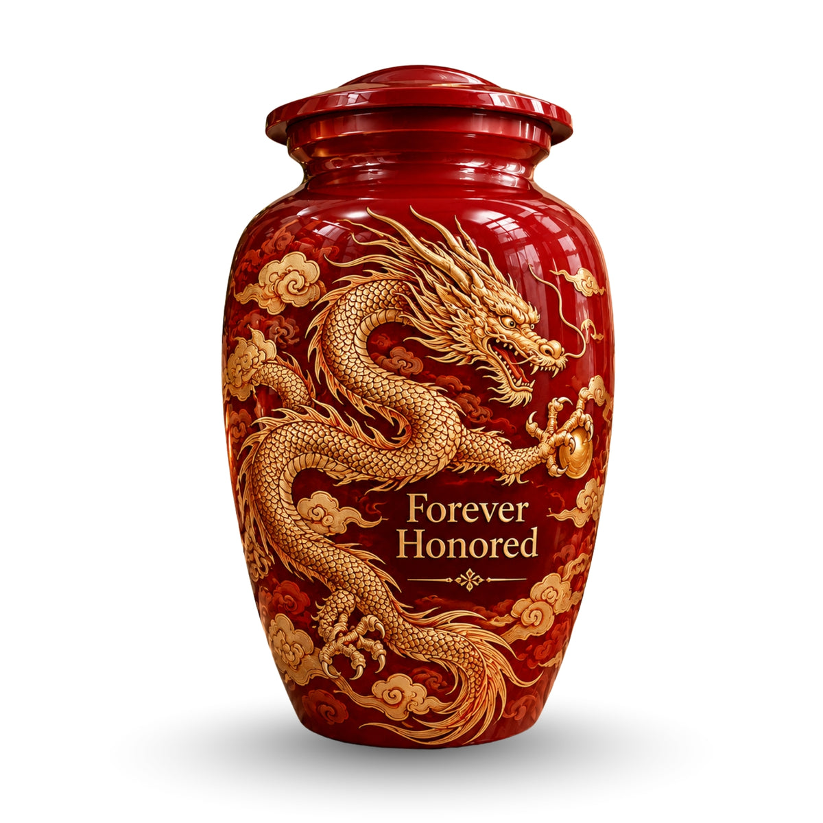 dragon art memorial urn for ashes, handmade aluminum urn – photo 1