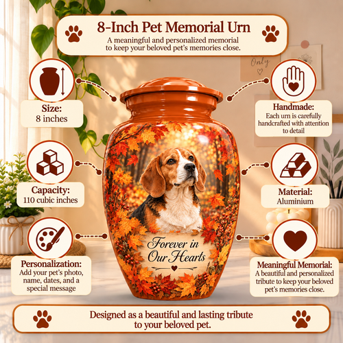 dog memorial photo pet urn for ashes, handmade aluminum pet memorial urn with photo – picture 1