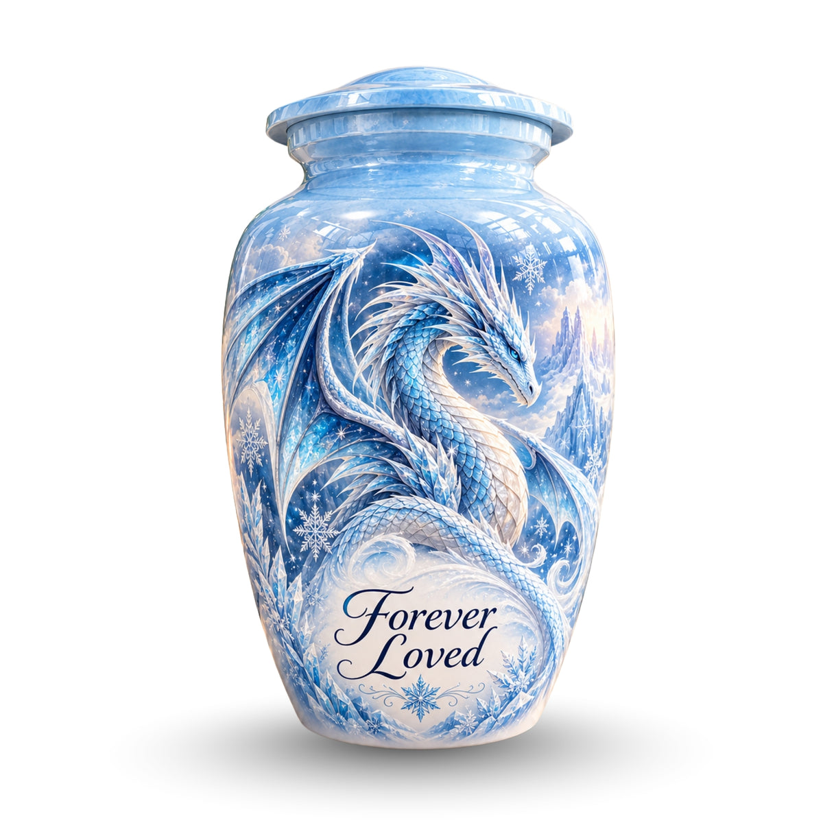 dragon art cremation urn for human ashes, handmade aluminum urn – photo 1