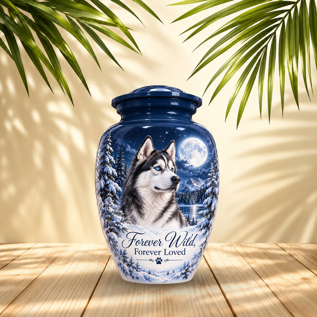 dog memorial photo cremation urn for pet ashes, handmade aluminum pet memorial urn with photo – picture 2