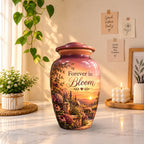 Autumn Garden Sunset Cremation Urn for Human Ashes – Personalized Handmade Aluminum Urn