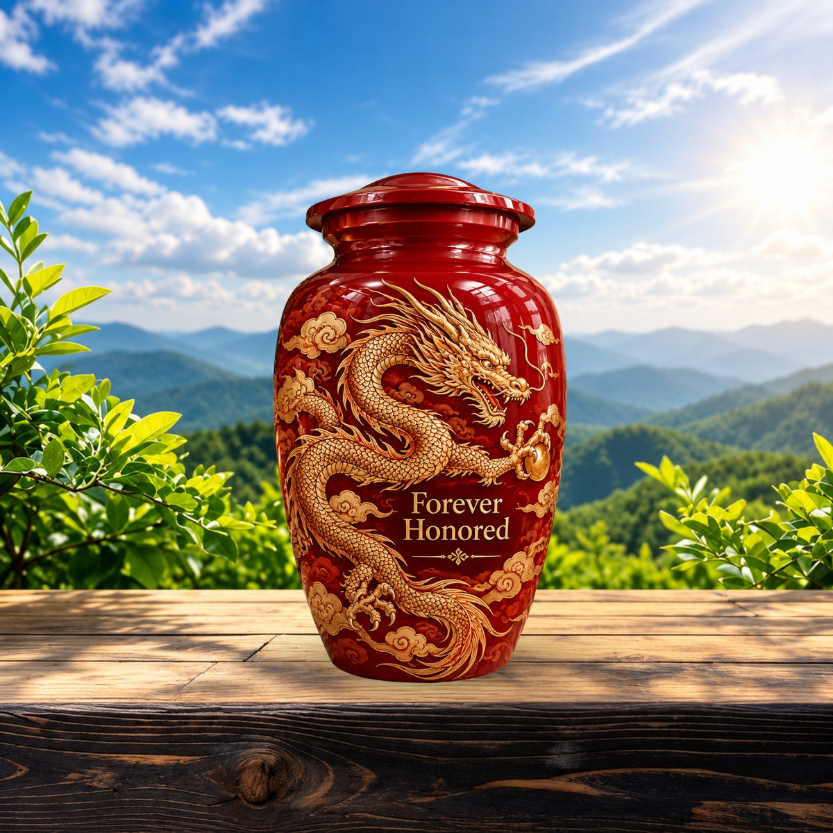 dragon art memorial urn for ashes, handmade aluminum urn – photo 2