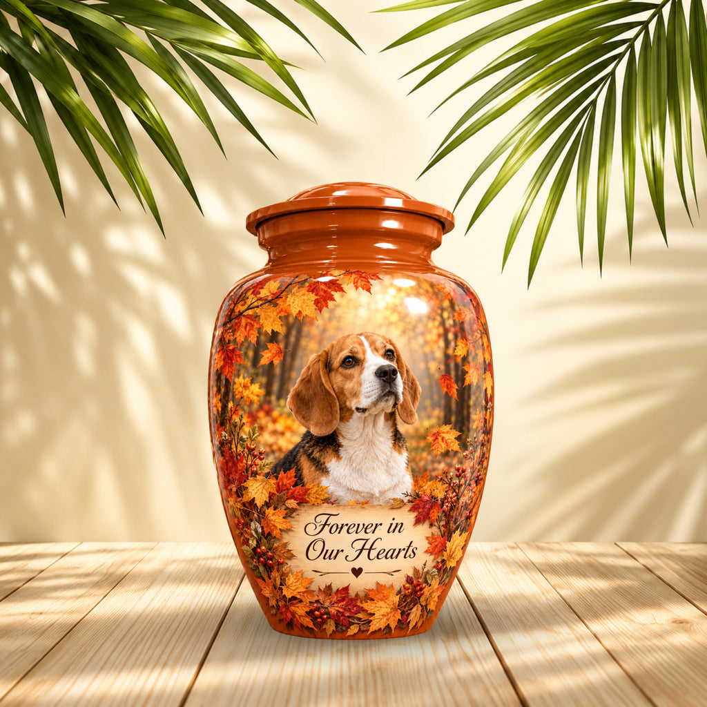 dog memorial photo pet urn for ashes, handmade aluminum pet memorial urn with photo – picture 2