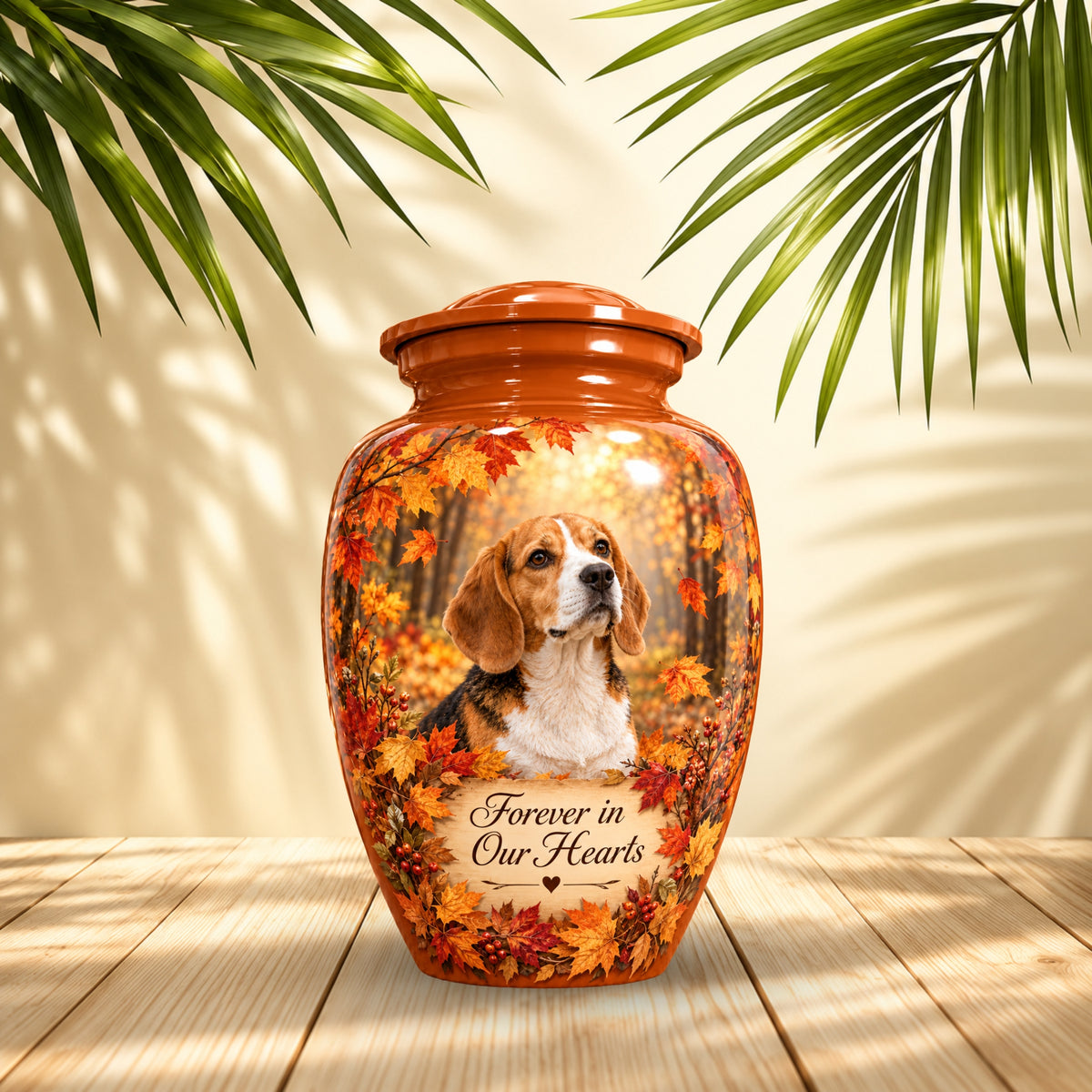 dog memorial photo pet urn for ashes, handmade aluminum pet memorial urn with photo – picture 2