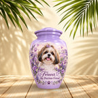 custom pet portrait cremation urn for pet ashes, handmade aluminum pet memorial urn with photo – picture 2