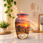 Ranch Gate Sunset Cremation Urn for Human Ashes – Personalized Handmade Aluminum Urn