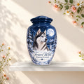 dog memorial photo cremation urn for pet ashes, handmade aluminum pet memorial urn with photo – picture 3