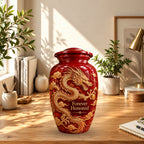 dragon art memorial urn for ashes, handmade aluminum urn – photo 3