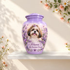 custom pet portrait cremation urn for pet ashes, handmade aluminum pet memorial urn with photo – picture 3