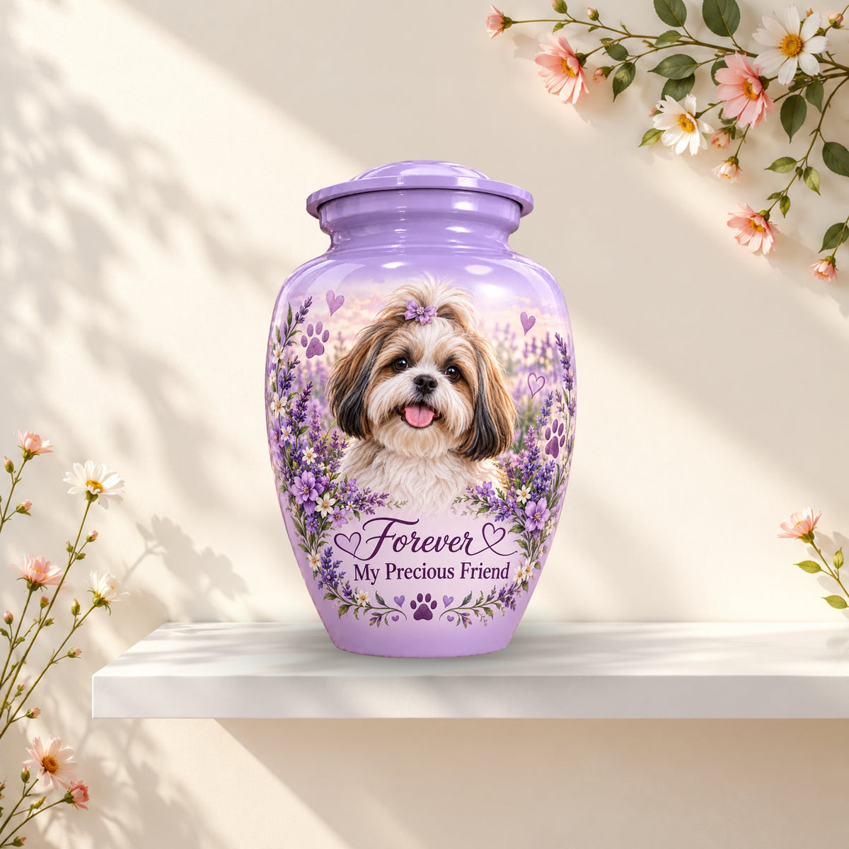 custom pet portrait cremation urn for pet ashes, handmade aluminum pet memorial urn with photo – picture 3