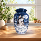 dog memorial photo cremation urn for pet ashes, handmade aluminum pet memorial urn with photo – picture 4