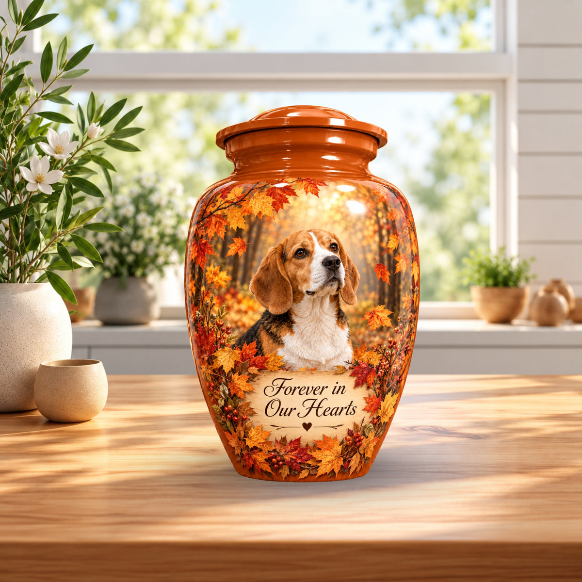 dog memorial photo pet urn for ashes, handmade aluminum pet memorial urn with photo – picture 4