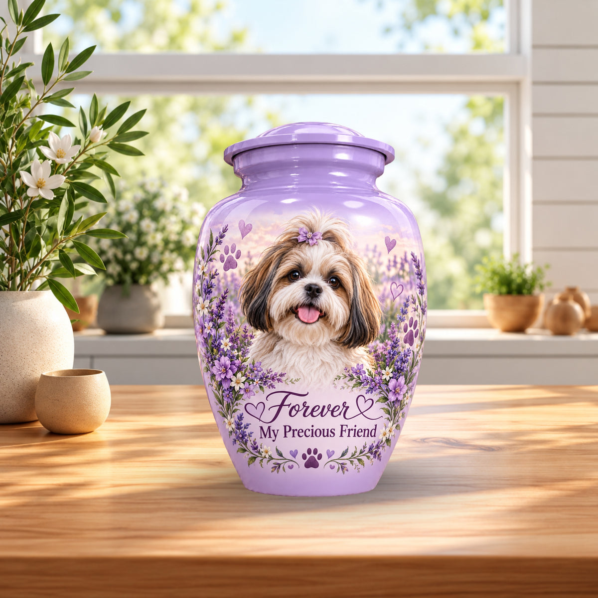 custom pet portrait cremation urn for pet ashes, handmade aluminum pet memorial urn with photo – picture 4
