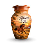chestnut horse barn sunset cremation urn for human ashes, handmade aluminum – photo 4