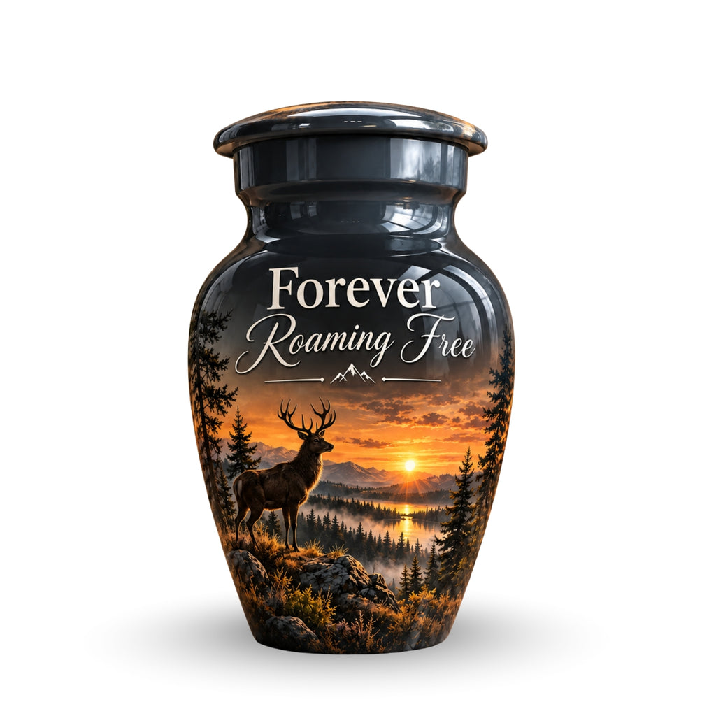 roaming free stag cremation urn for human ashes, handmade aluminum – photo 4