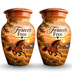 chestnut horse barn sunset cremation urn for human ashes, handmade aluminum – photo 5